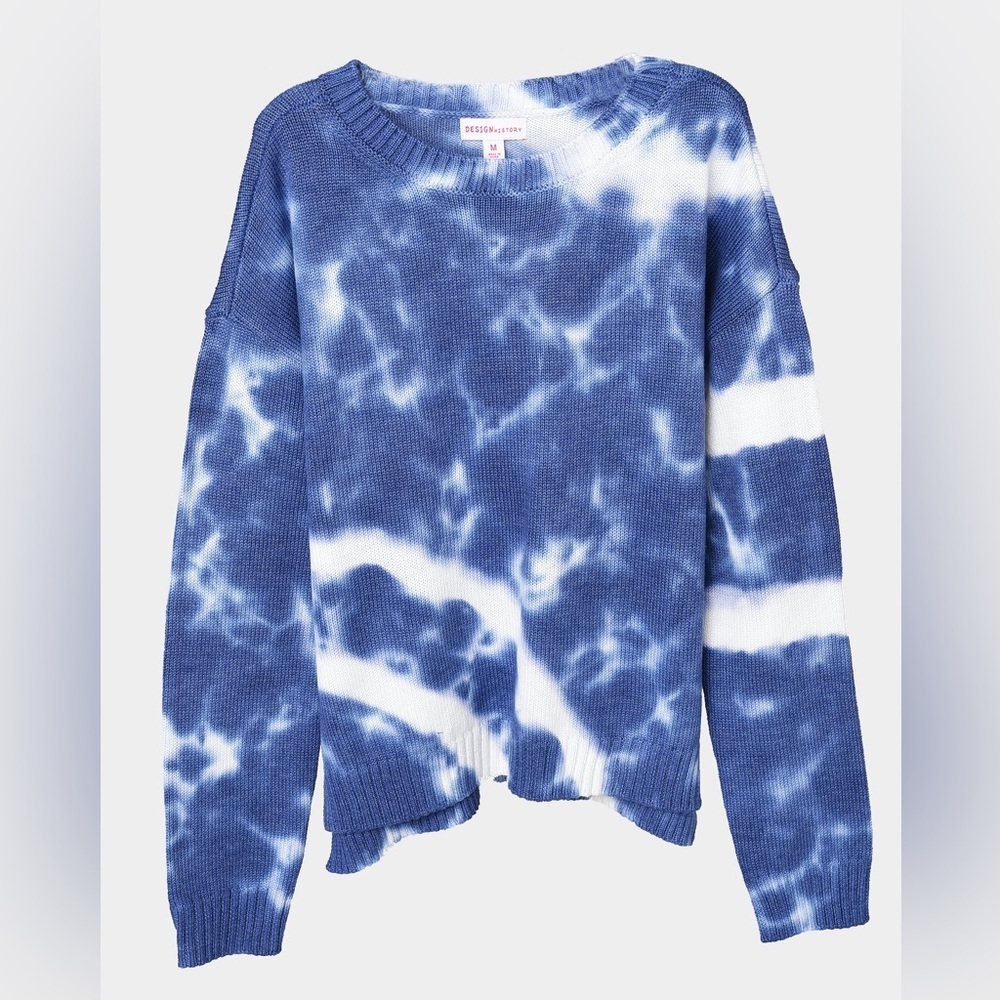 Design History Indigo and Cream Sweater tie dye girls 8